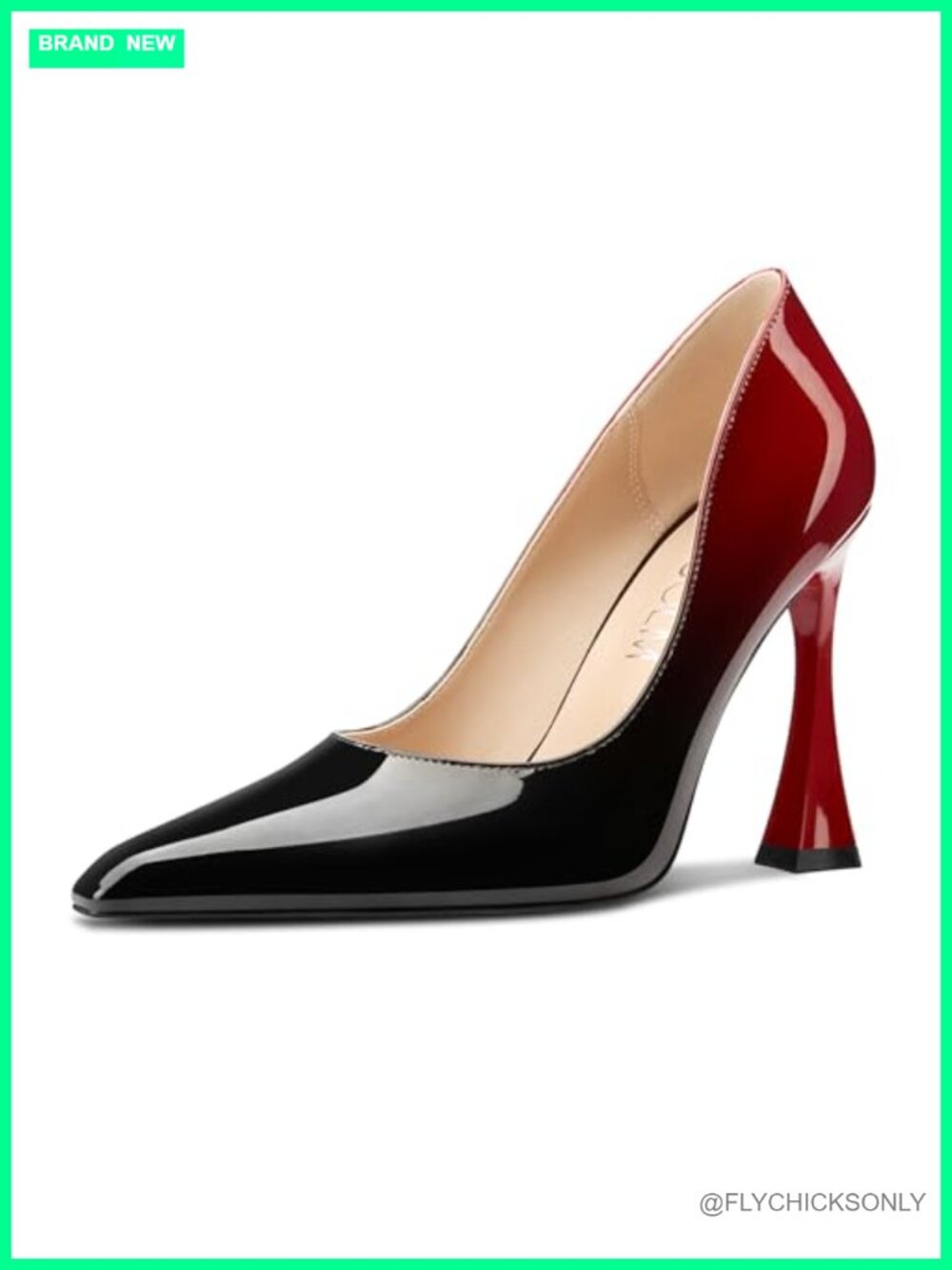 Women's Stiletto High Heel Square Toe Slip-On Pumps Patent Leather Office Dress